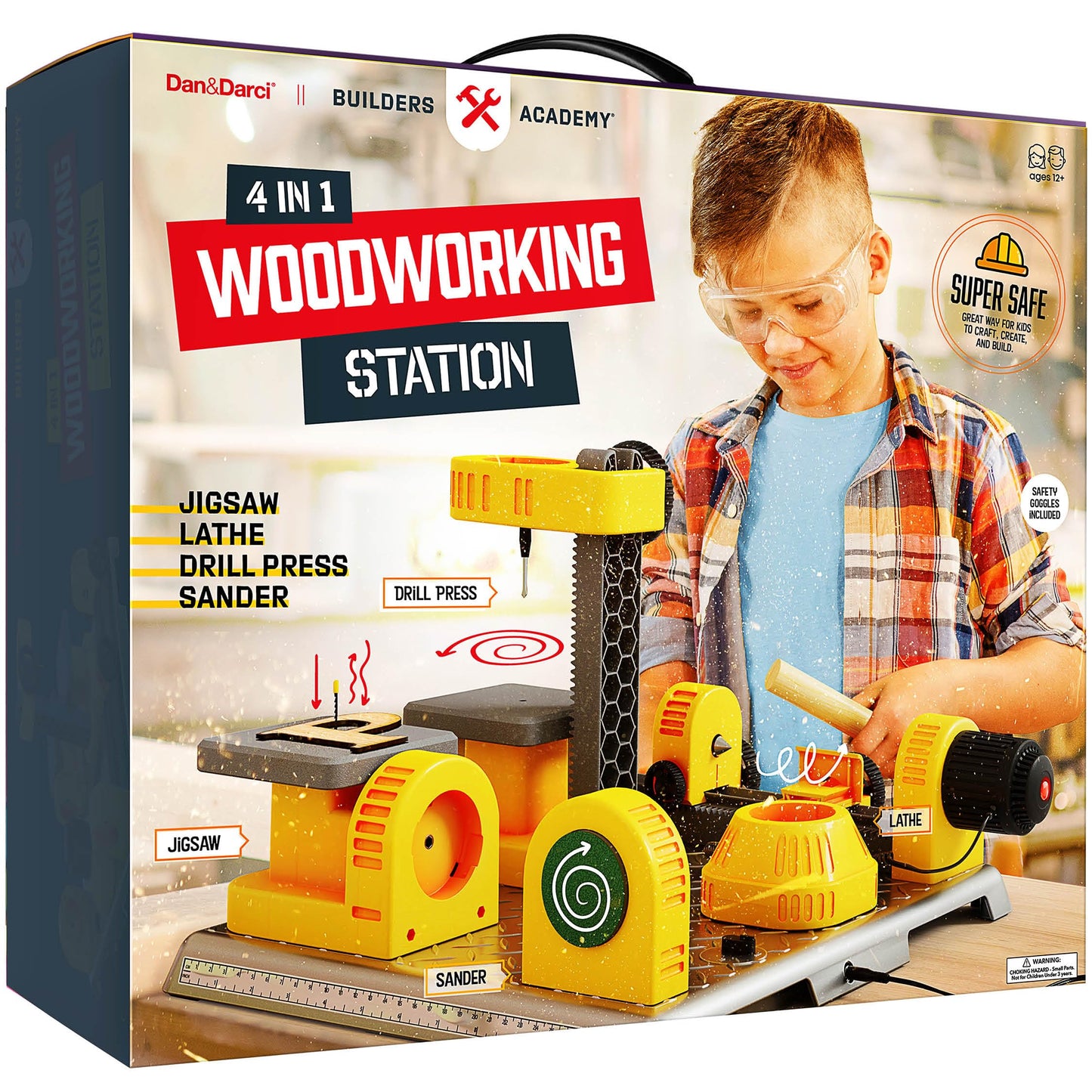 4 in 1 Woodworking Station for Kids - Wood Building Projects Kit for Boys - Real Construction Tools Sets - Boy Tool Set - Easter