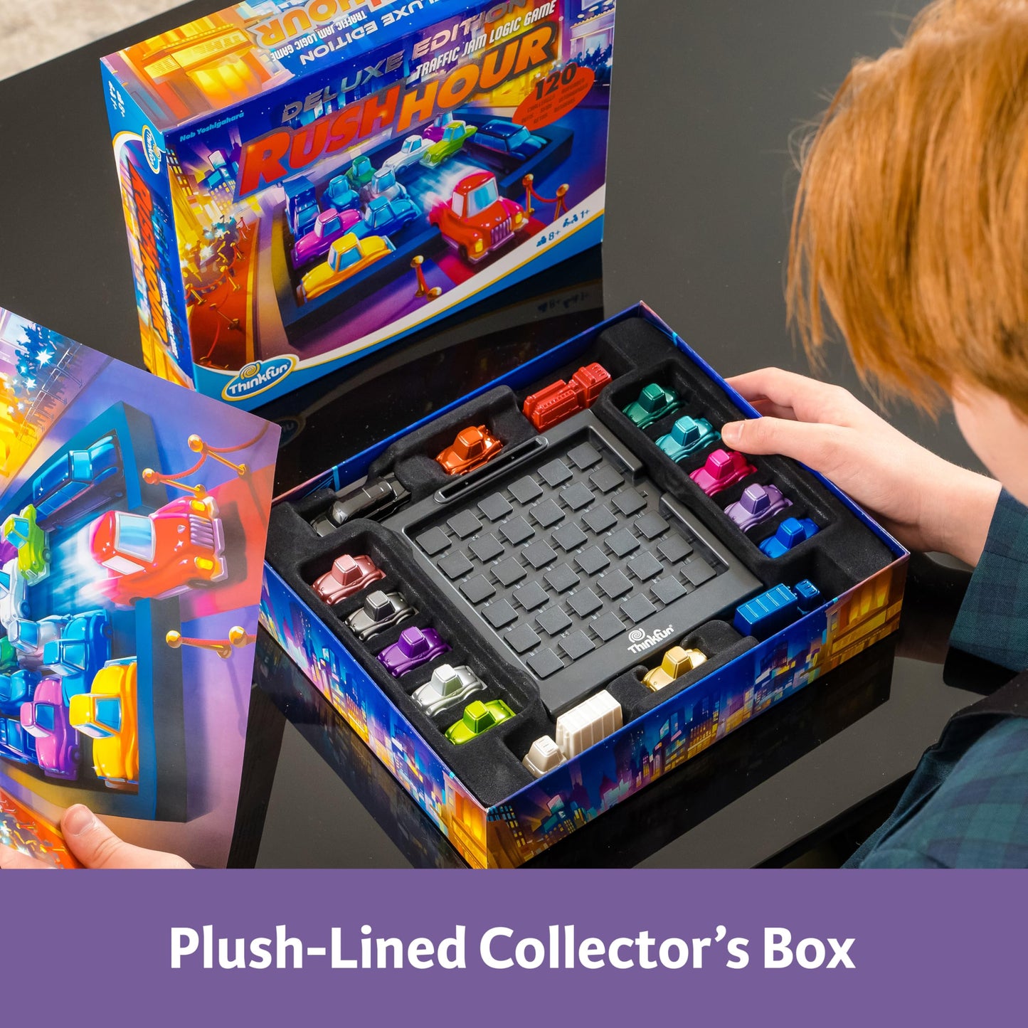 Thinkfun Rush Hour Deluxe - The Gamer'S Logic Game | Navigate 120 Traffic Challenges With Collector'S Edition Limo And Metallic