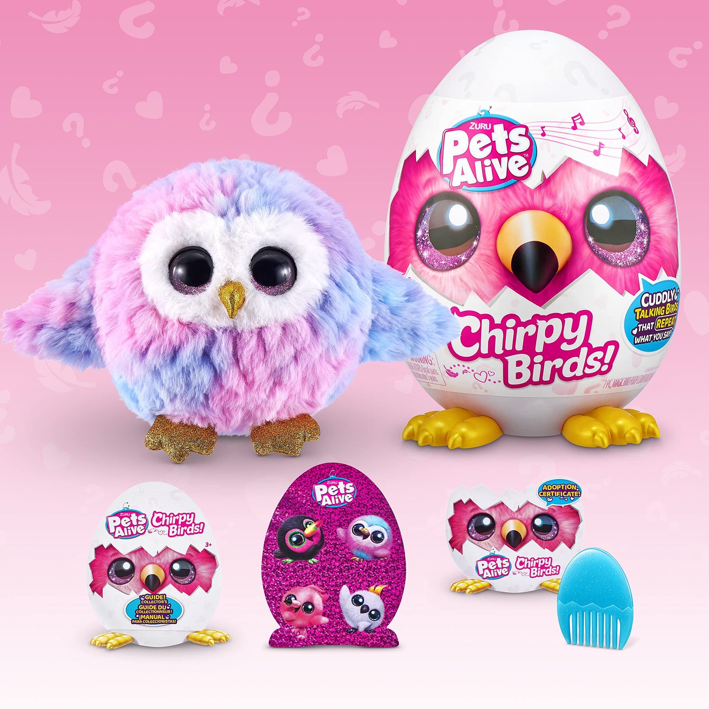Pets Alive Chirpy Birds (Owl) By Zuru, Electronic Pet That Speaks, Giant Surprise Egg, Stickers, Comb, Fluffy Clay, Bird Animal Plush For Girls
