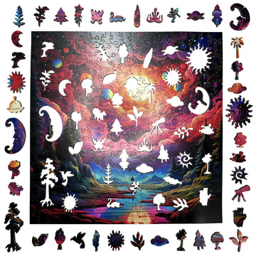 Trippy Puzzle Co - Wooden Jigsaw Puzzle For Adults - Challenging 300 Piece Puzzle With Cool Shapes - Outer Space Planets Puzzle