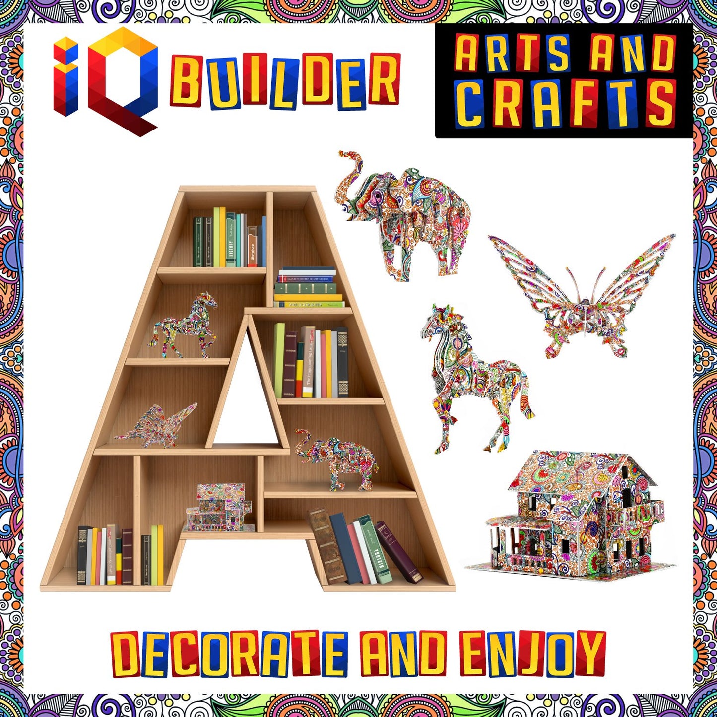 Iq Builder | Arts And Crafts For Girls Age 12 Year Old And Up | 3D Art Coloring Painting Animal Puzzle Set | Fun Creative Diy Toys | Family Craft Kit With Supplies | Best Toy Gift For Kids