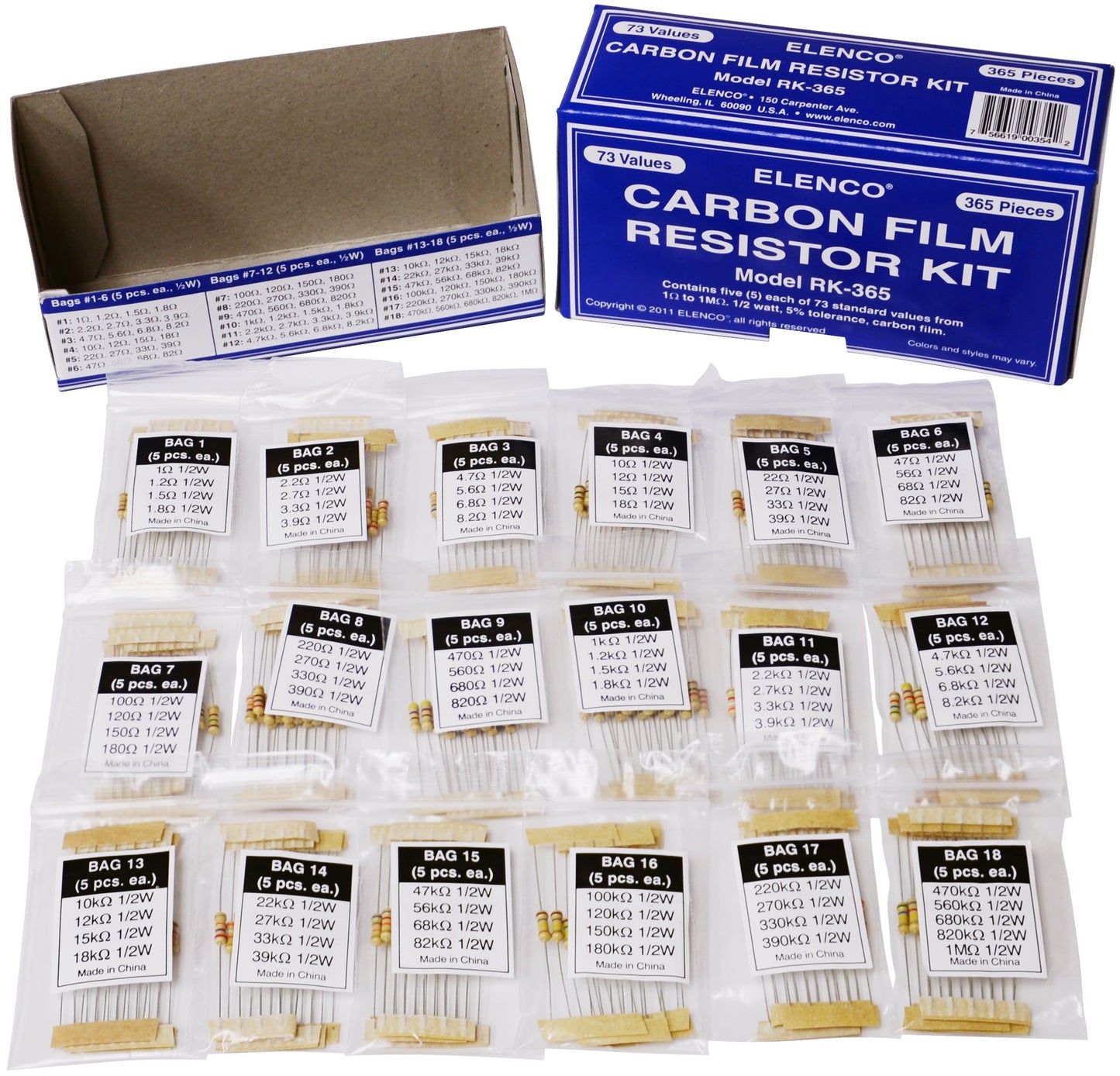 Elenco 365 Piece Resistor Kit - Rk-365