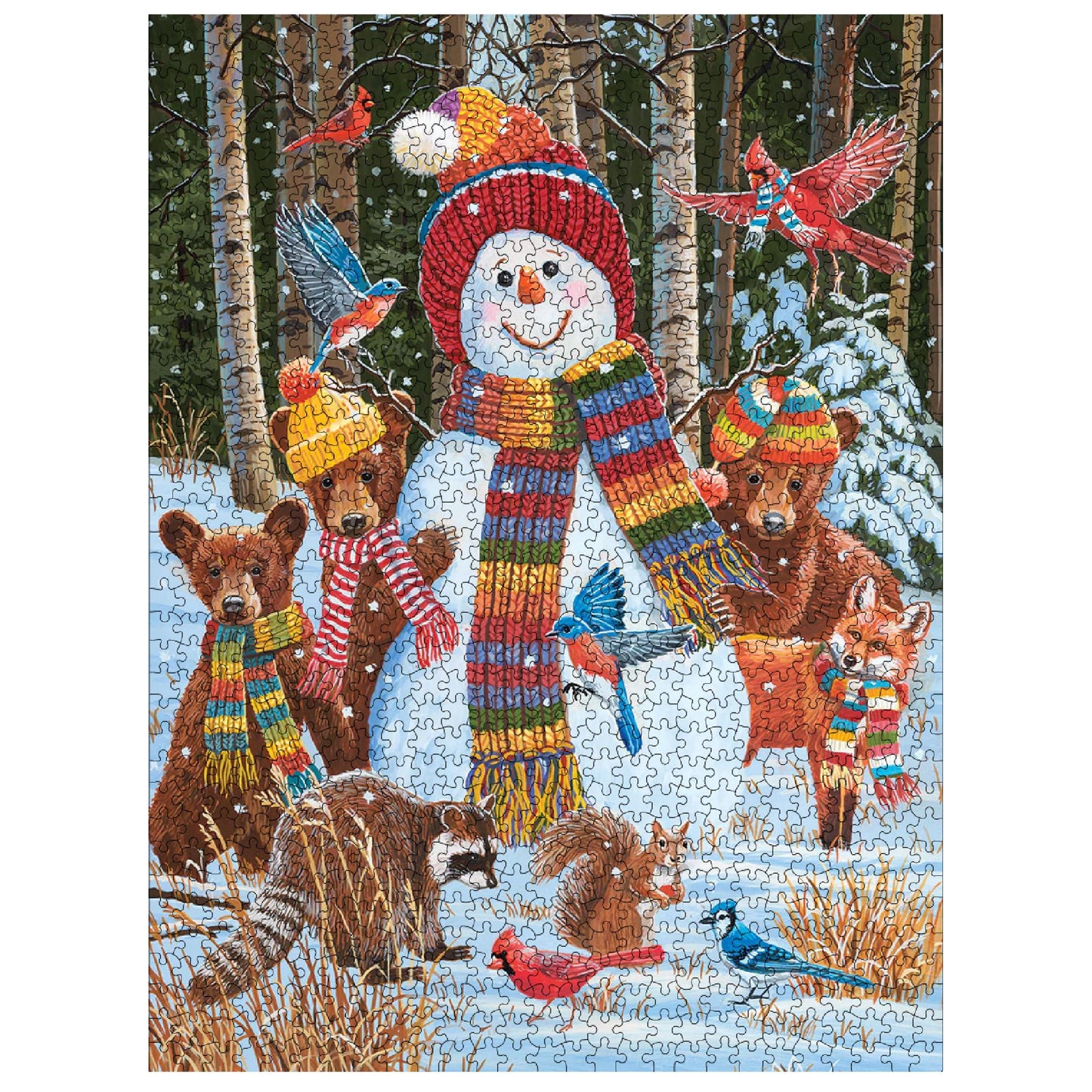 White Mountain Visiting The Snowman Winter Puzzles 500 Pieces Theme Jigsaw Puzzle For Kids Adults And Family