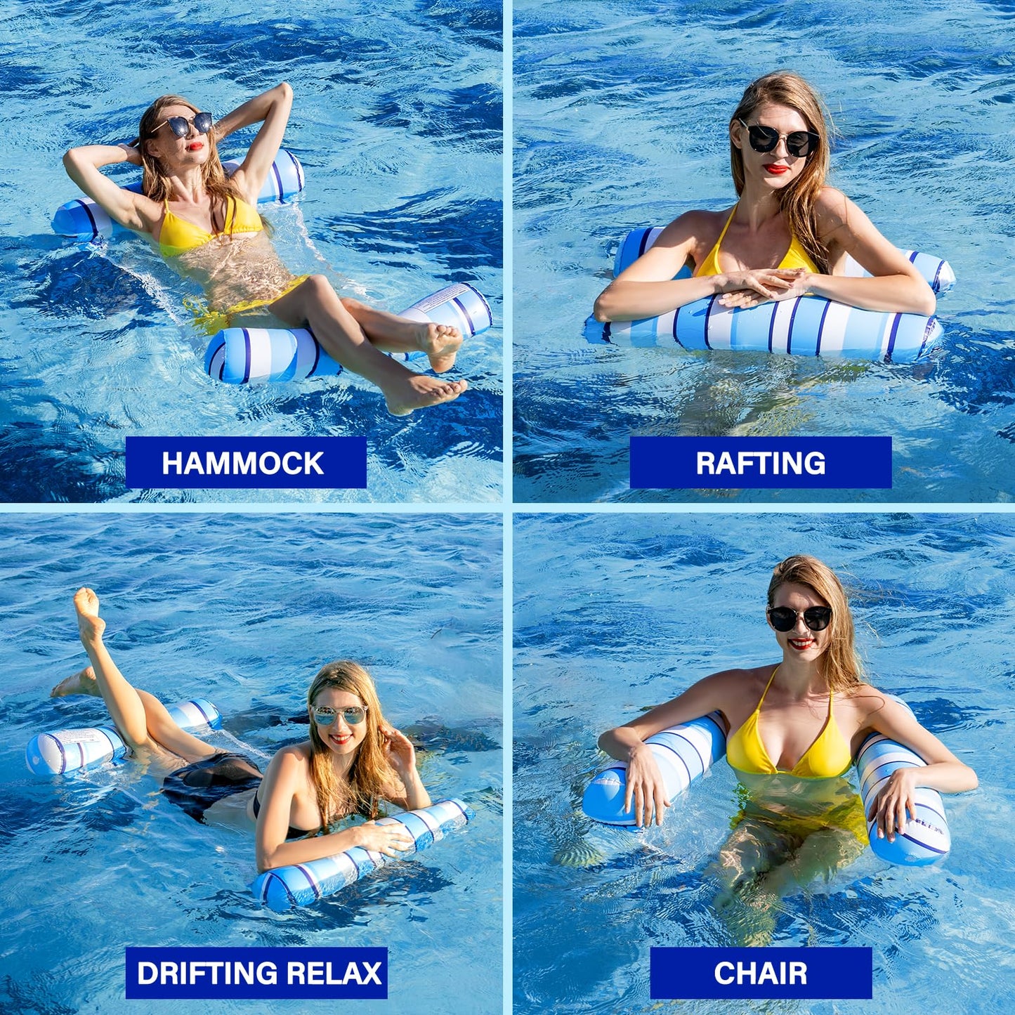Levotiyer Pool Floats Adult - 2 Pack Pool Floats, Inflatable Pool Hammock Float, 4-In-1 Pool Hammock For Adults, Adult Pool Floa