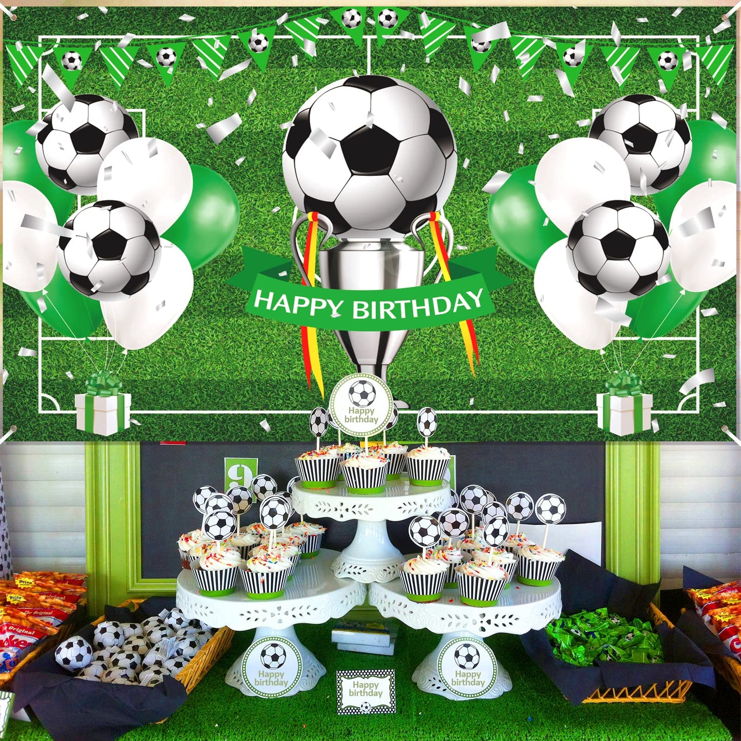 Soccer Birthday Party Decorations Soccer Happy Birthday Banner For Boys Teens Large Sport Themed Birthday Banner For Soccer Football Birthday Anniversary Holiday Party Supplies