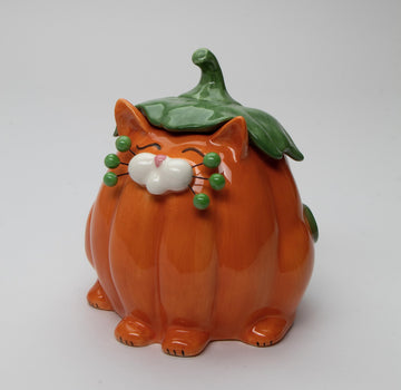 Cosmos Gifts Fine Ceramic Whisker Cat Pumpkin Cat Candy Box By Amy Lacombe