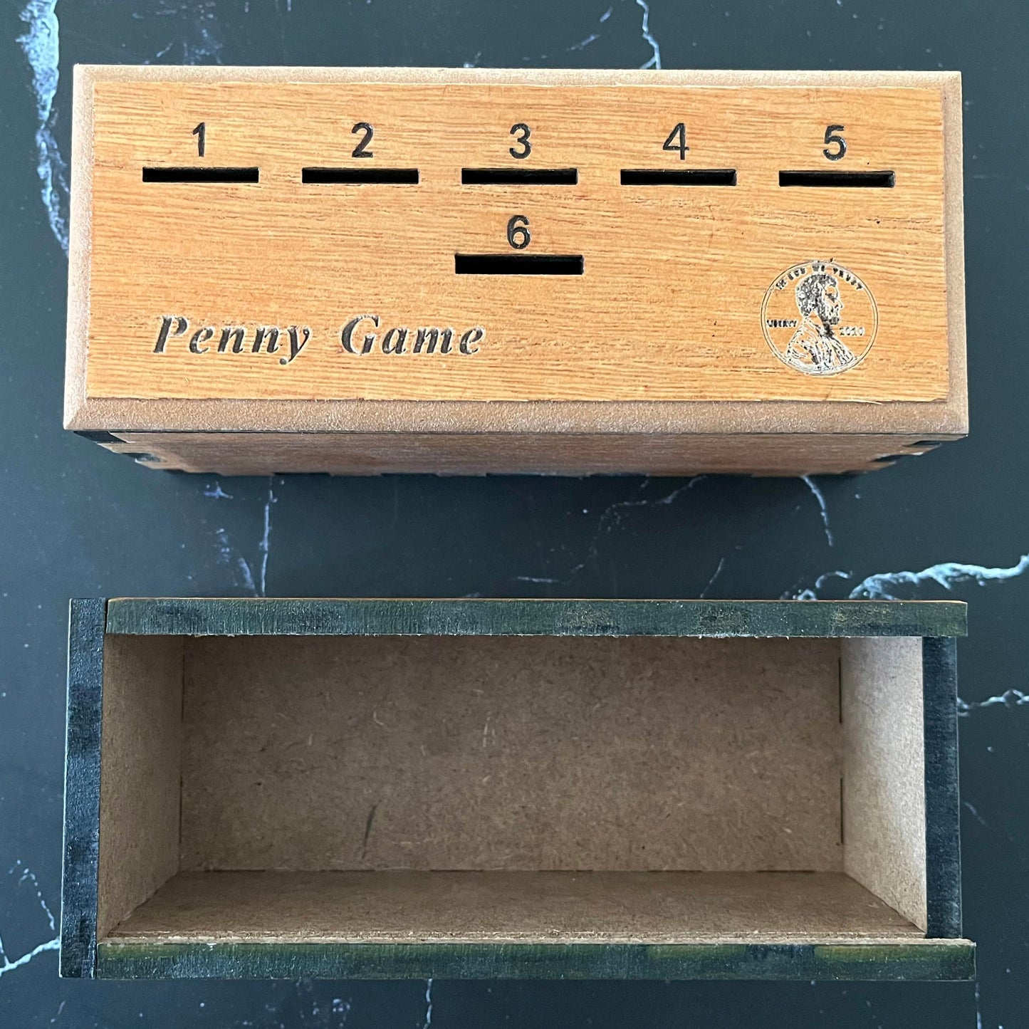 Penny Game, Family Fun Board Game, Drop Game Wood Box For 2-6 Players Premium Version