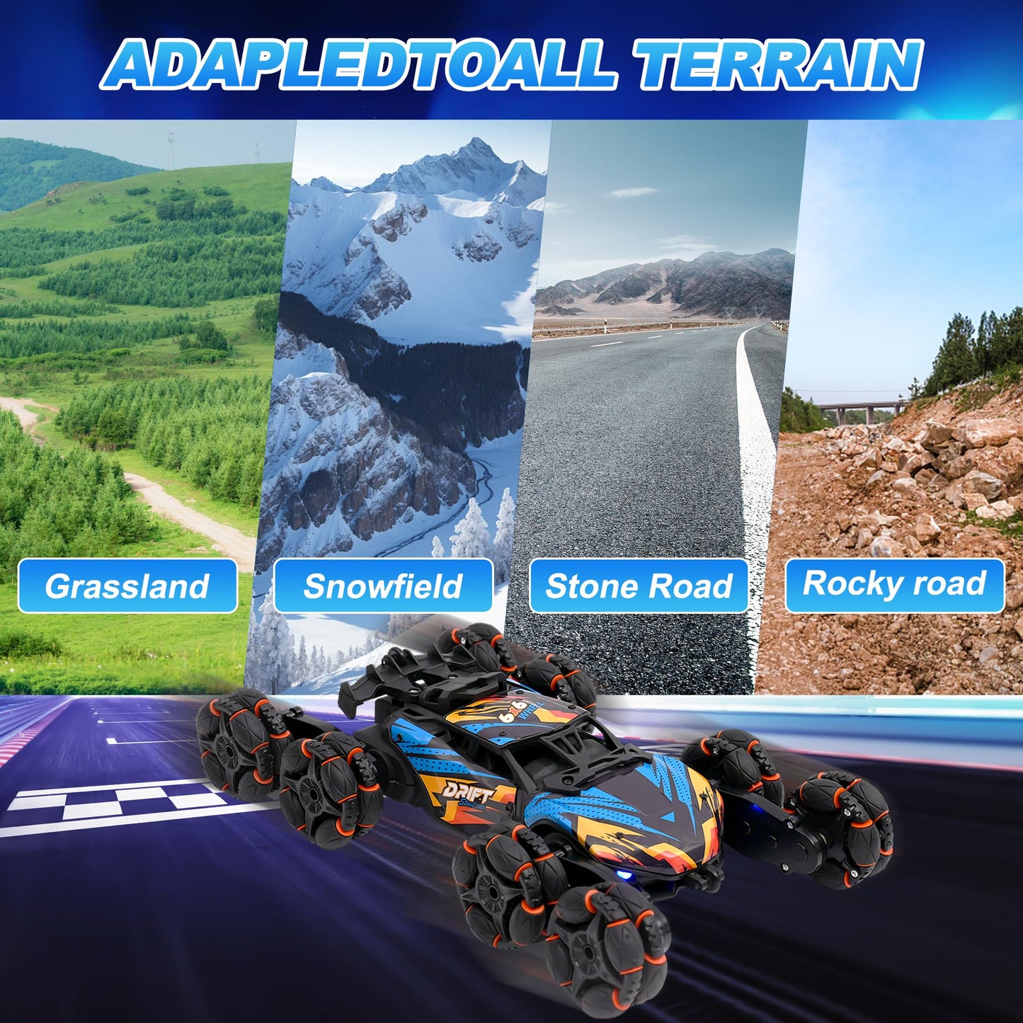 RC Stunt Car for Kids, 8Wd Gesture Sensing Stunt Rc Cars Toys for Boys Age 8-13, 2.4Ghz Hand Remote Control Car with Lights Musi