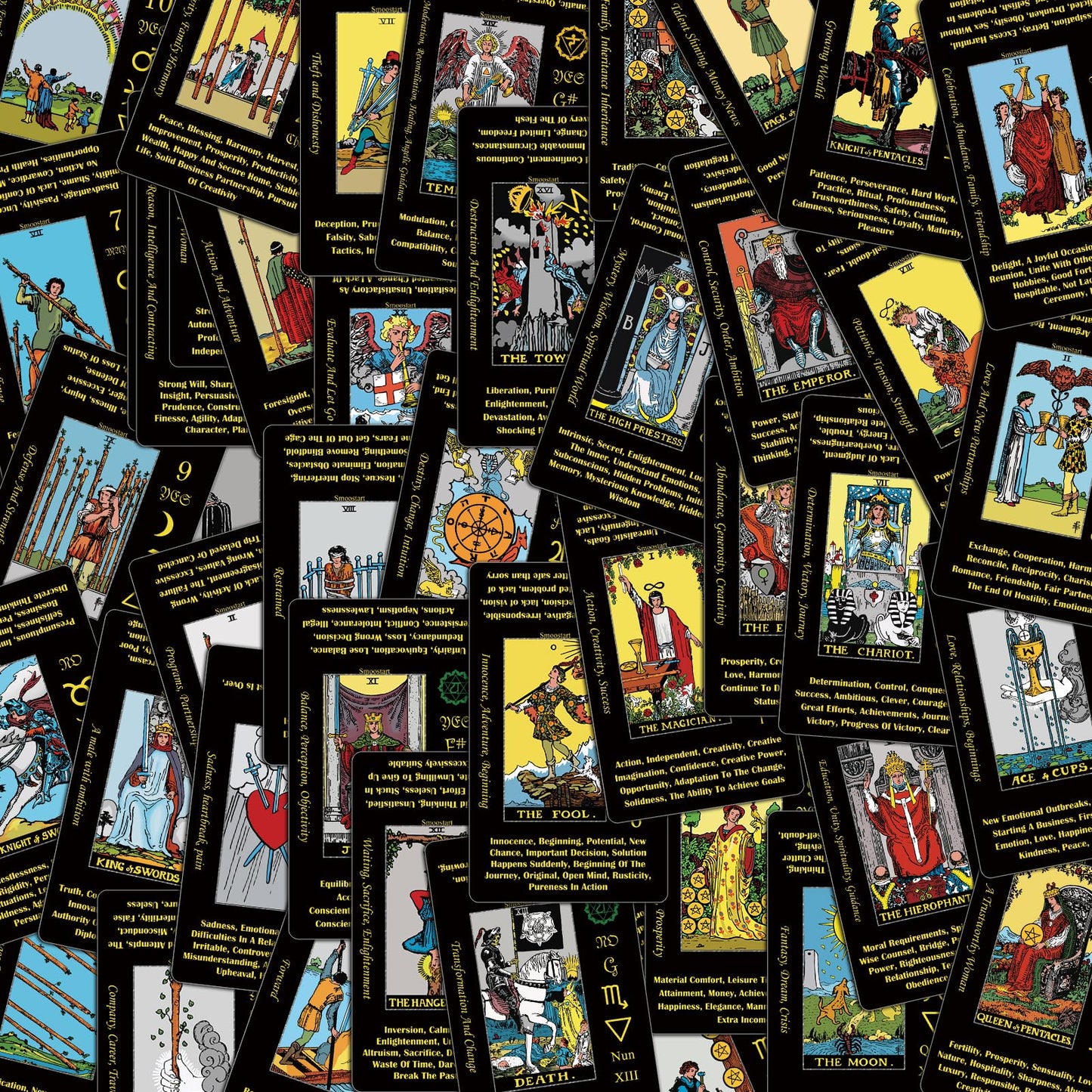 Smoostart Tarot Cards With Meanings, Tarot Cards Deck With Guidebook For Beginners, Keywords, Element, Planet, Zodiac, Chakra, Yes Or No, Musical Pitch, Numerology, Hebrew Alphabet