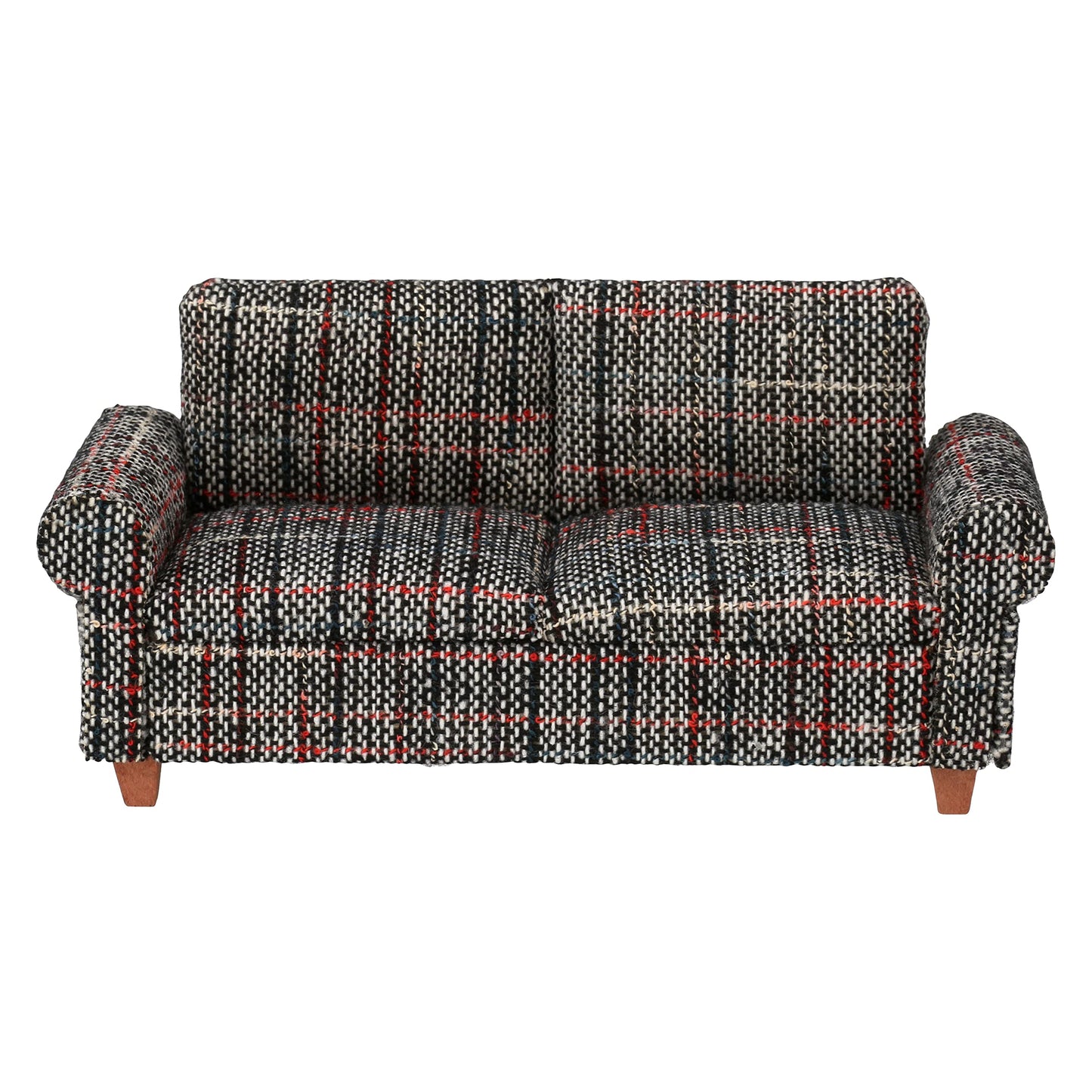 Brown Dollhouse Sofa Couch, Miniature Living Room Furniture Loveseat, Accessories For 6 Inch Dolls, 1/12 Scale, Retro