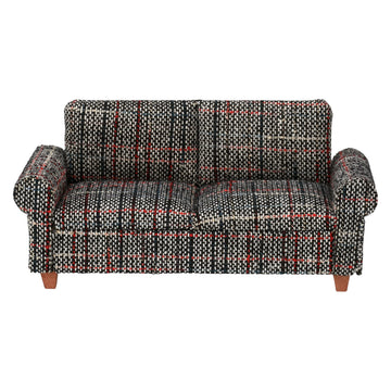 Brown Dollhouse Sofa Couch, Miniature Living Room Furniture Loveseat, Accessories For 6 Inch Dolls, 1/12 Scale, Retro