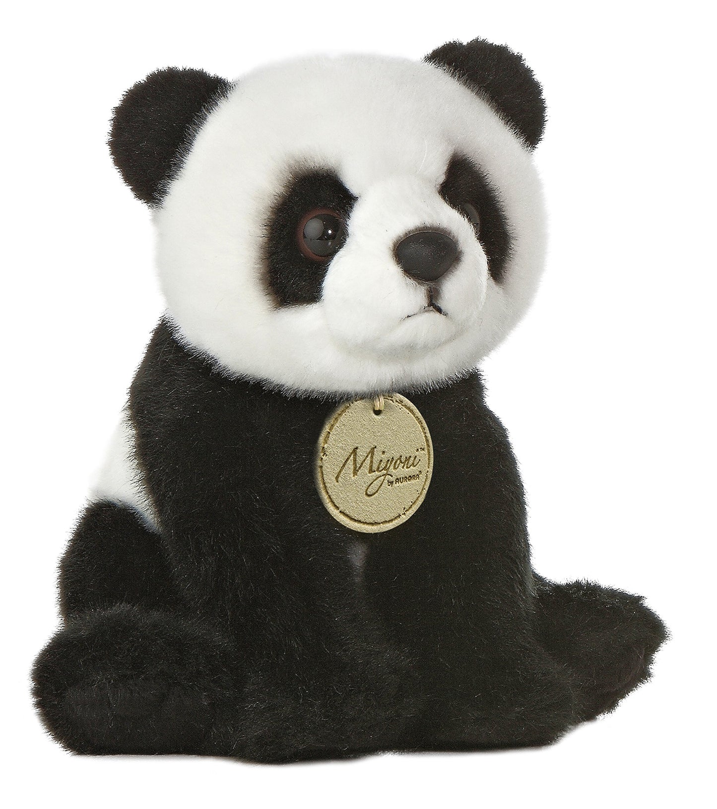 Aurora® Realistic Miyoni® Panda Stuffed Animal - Lifelike Detail - Cherished Companionship - Black 7.5 Inches