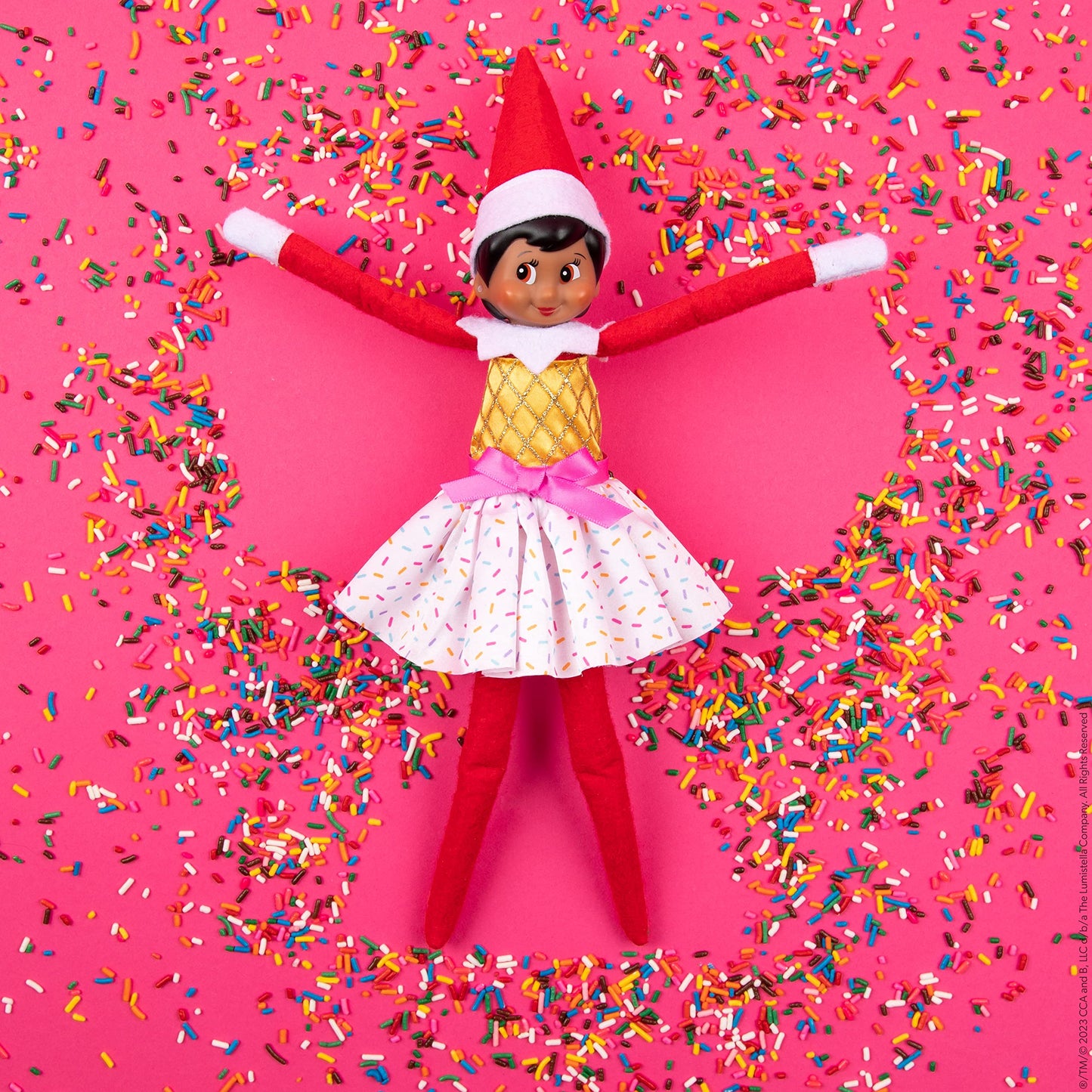 Elf On The Shelf - Blue Eyed Girl Scout Elf & Claus Couture Collection Ice Cream Party Outfit