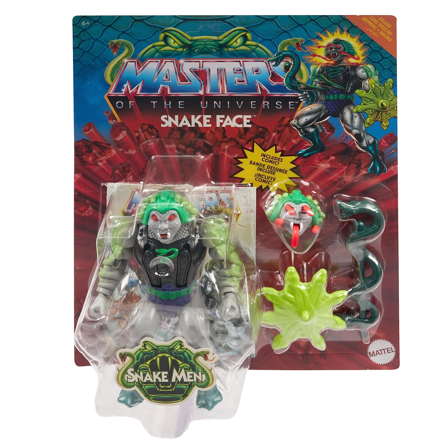 Masters of the Universe Origins Action Figure Toy with Accessories Deluxe Snake Face 5.5 Inch Motu Collectible