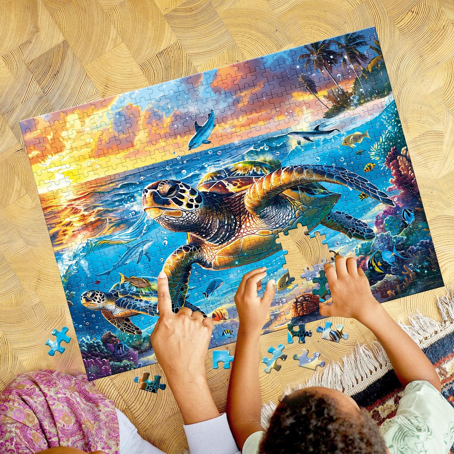 500 Piece Puzzle for Adults-Sea Turtle Puzzle| Recycled Cardboard Jigsaw Puzzles 500 Pieces | Challenging Family Activity Great
