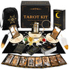 Tarot Cards With Guide Book, 78 Black Tarot Cards Set With Tarot Cloth, Chakra Stones, Tarot Bag And More, Classic Tarot Cards For Beginners Kit, Tarot Deck Fortune Telling Game