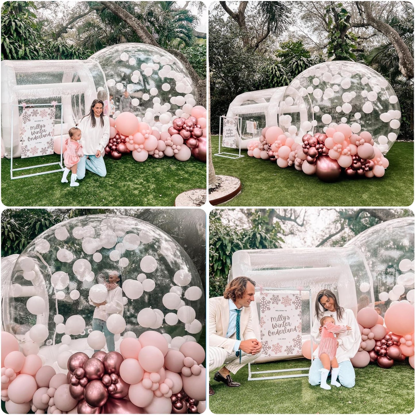 Inflatable Bubble House For Kids, 10Ft Clear Blow Up Balloon Dome With 6'L Tunnel, Outdoor Transparent Commercial Grade Pvc Bubb