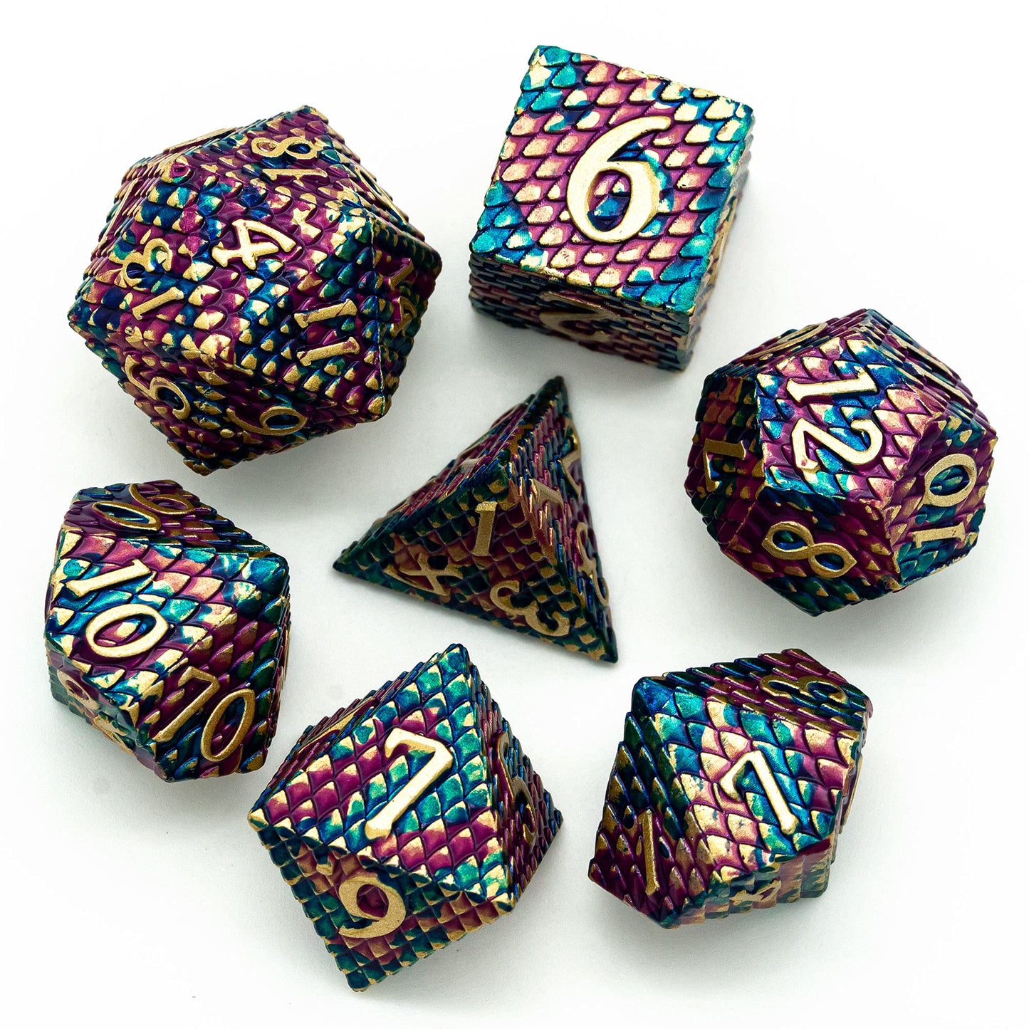 UDIXI DND Metal Dice Set Dragon Scale, D&D Dice Metal for Role Playing Games, Polyhedral Dice Set DND for Dungeons and Dragons (