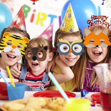TEEHOME Animal Felt Masks Party Favors (24 Packs) for Kid - Safari Party Supplies with 24 Different Types - Great Idea for Petti