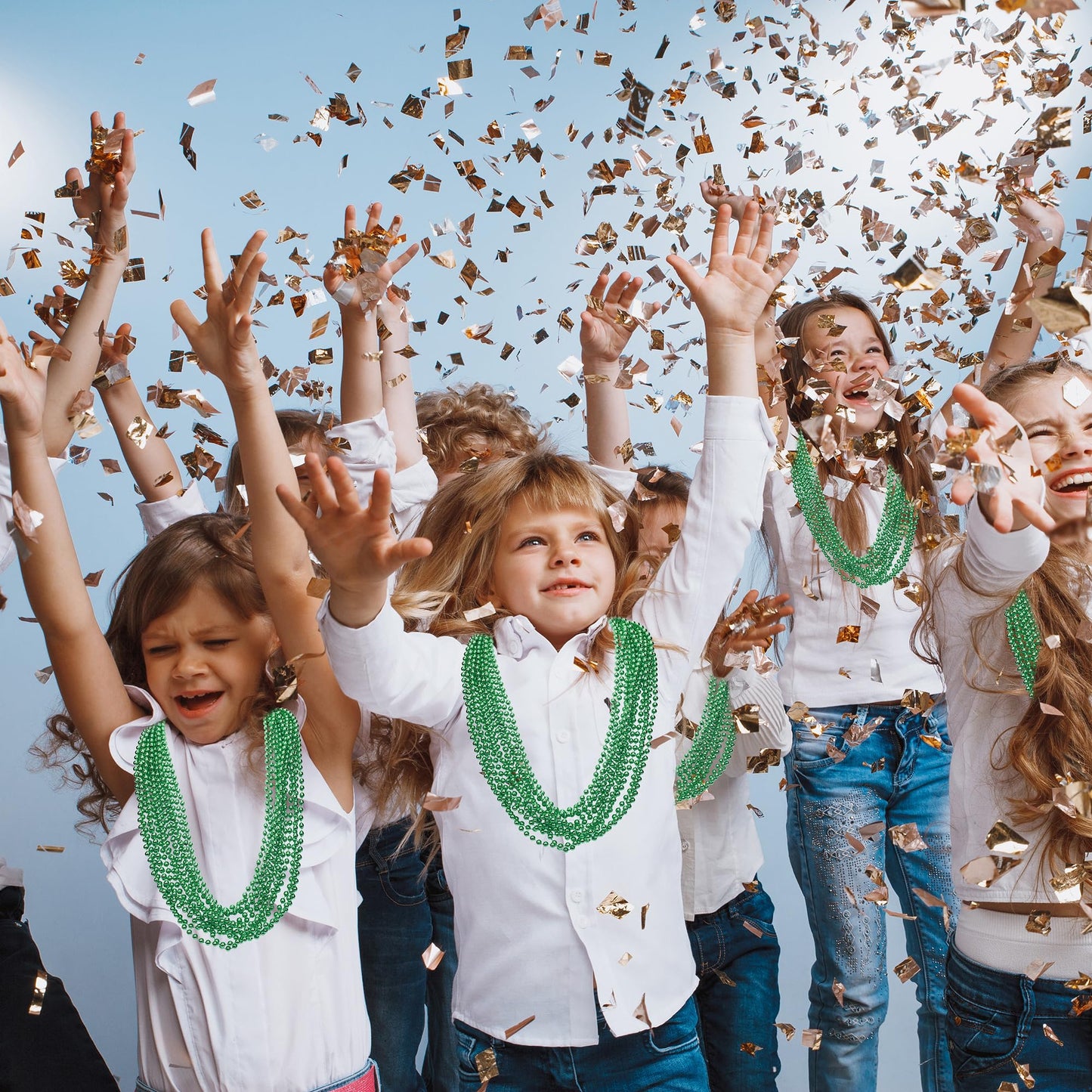 100PCS St Patricks Day Accessories, Green St. Patricks Day Beads Necklace, 33'' Round Beads Irish Saint Patricks Necklaces Costu