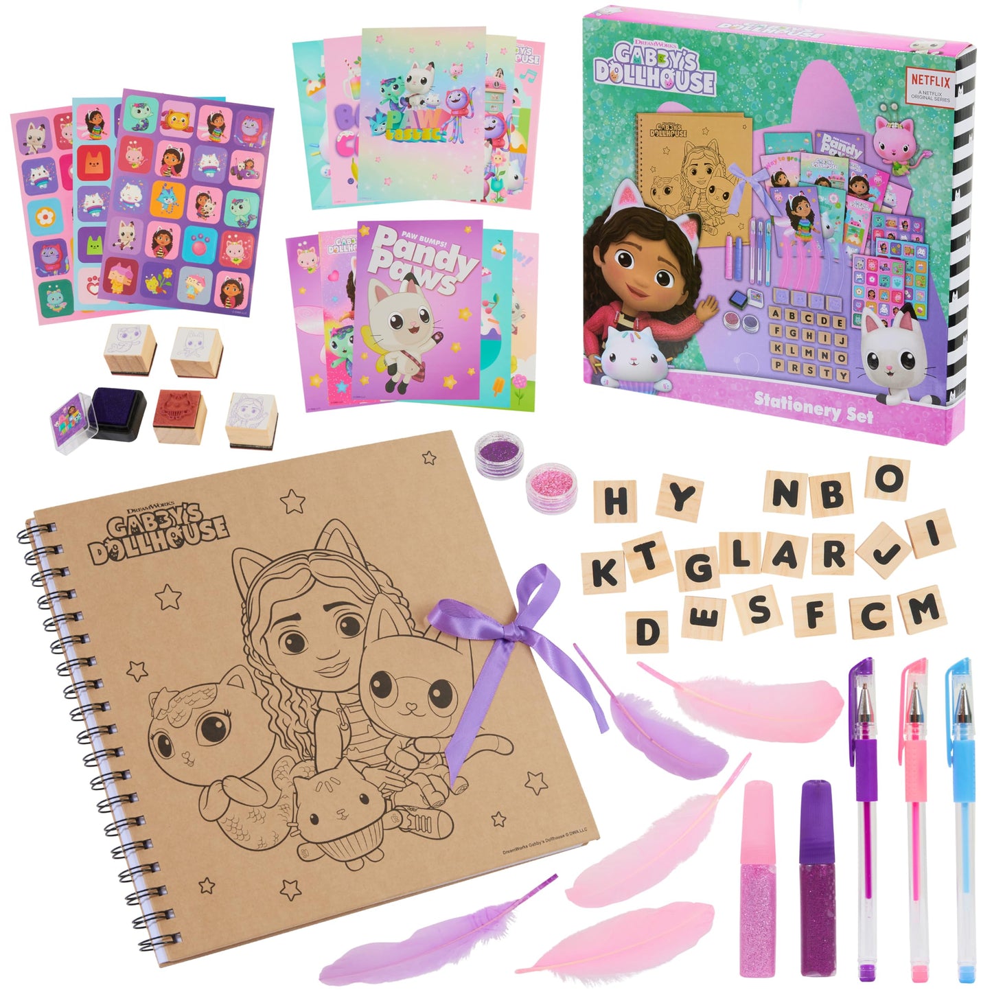 Gabby's Dollhouse Scrapbook Kit for Kids Art Supplies Craft Set Scrapbook Accessories Stickers Stamps Gel Pens Gifts for Girls