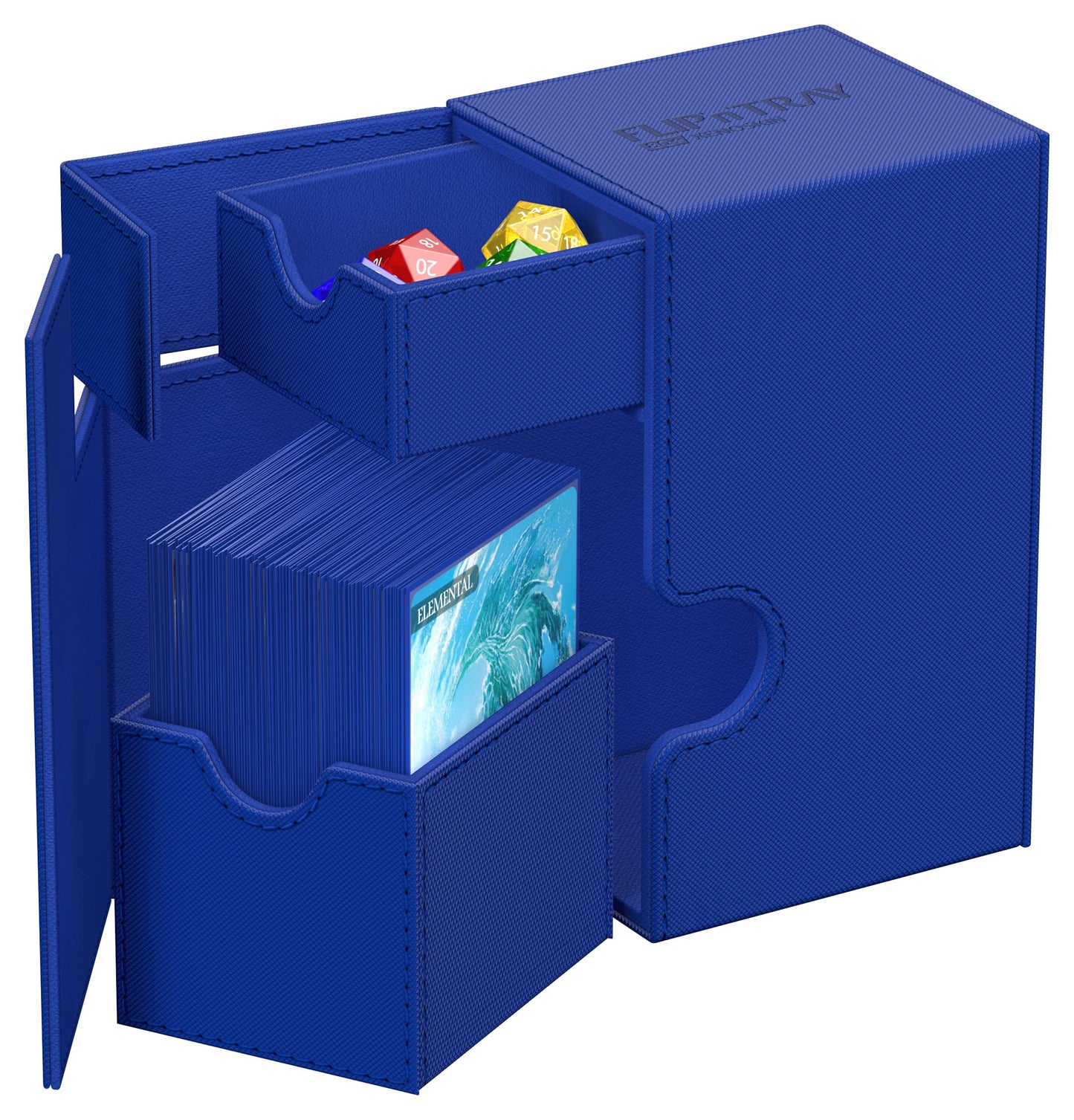 Ultimate Guard Flip'N'Tray 80+, Deck Case For 80 Double-Sleeved Tcg Cards + Dice Tray, Blue, Independent Magnetic Closure & Microfiber Inner Lining