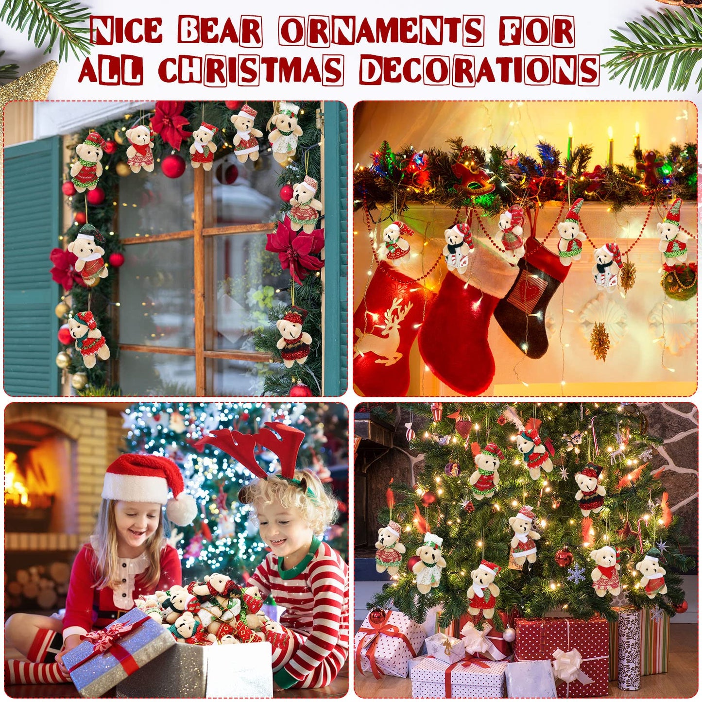 28 Pieces 3 Inches Christmas Stuffed Animal Toys Small Animal Plush Key Chain Plush Animal Toy Set For Christmas Tree Decorations, Stocking Stuffing, Party Gifts (Plaid Style)