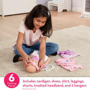 Melissa & Doug Mine To Love Mix & Match Fashion Doll Clothes For 12”-18” Dolls (6 Pcs)