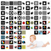 100 Pages Black White Colorful Baby Visual Stimulus Flashcard, 50 Pcs High Contrast Baby Flashcards Sensory Toys For Newborn Infant Gift (2 Levels 0-6 Months, 5.5” X 5.5”)