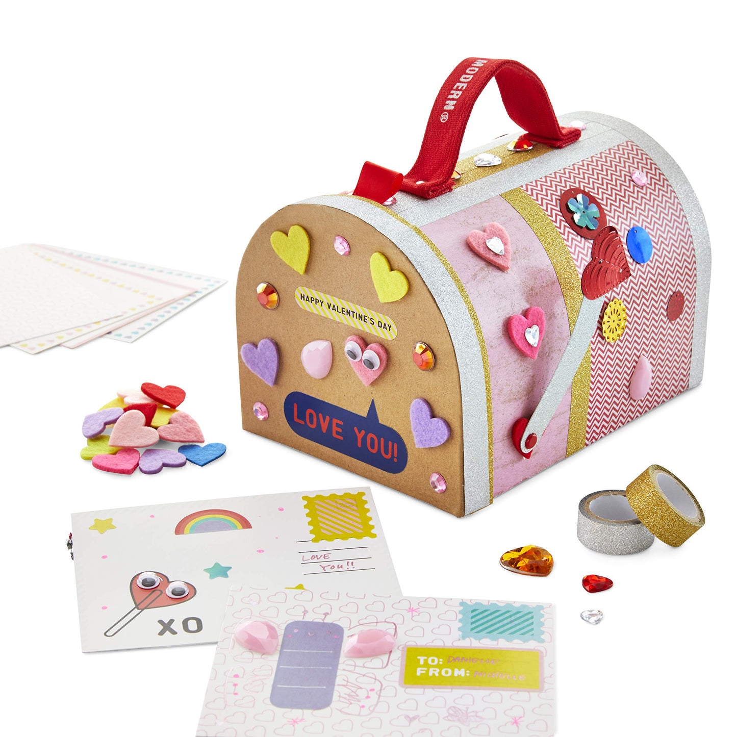 Kid Made Modern Valentines Day DIY Craft Kit for Kids - (250+ Pcs) Bulk Mailbox & Card Making Creative Arts and Craft Activity