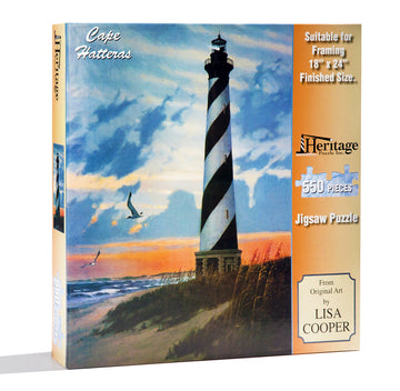 Heritage Puzzle 550 Piece Cape Hatteras Lighthouse Jigsaw Puzzle - Orange, Model 10501