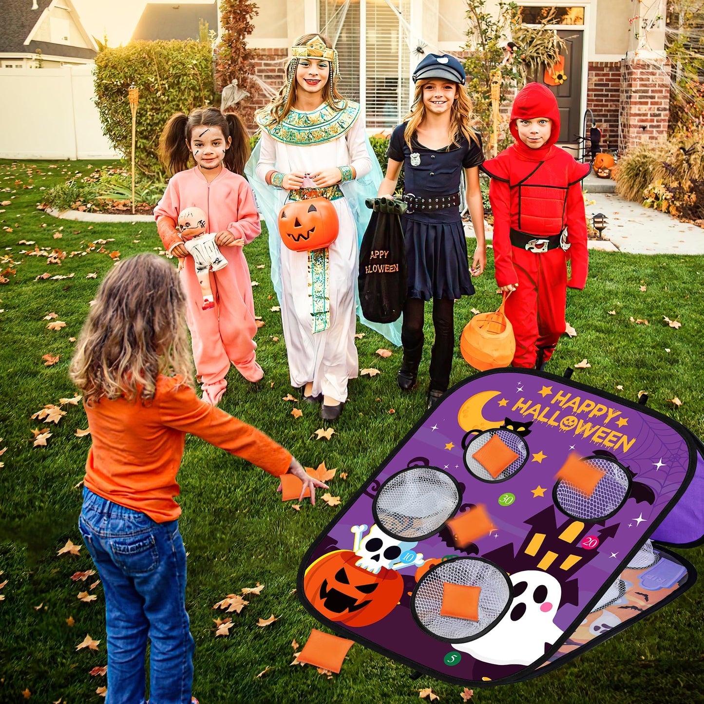 Halloween Games For Kids Party, Spooky Grim Reaper Bean Bag Toss Games Halloween Party Games Favors Carnival Games For Kids Scho
