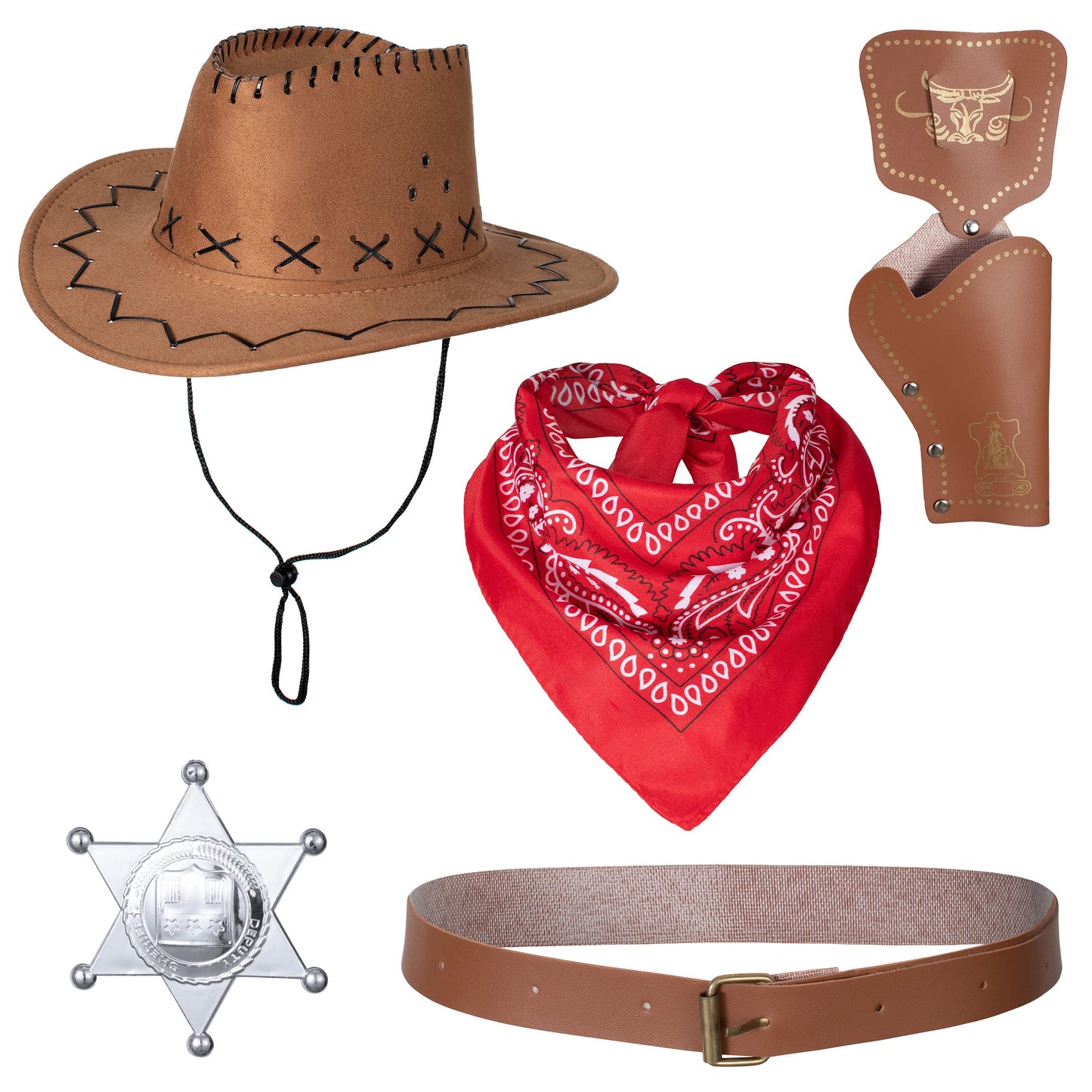 Cowboy Costume For Boys 7Pcs Set Kids Dress Up Birthday Party Halloween Cosplay 11-12 Years