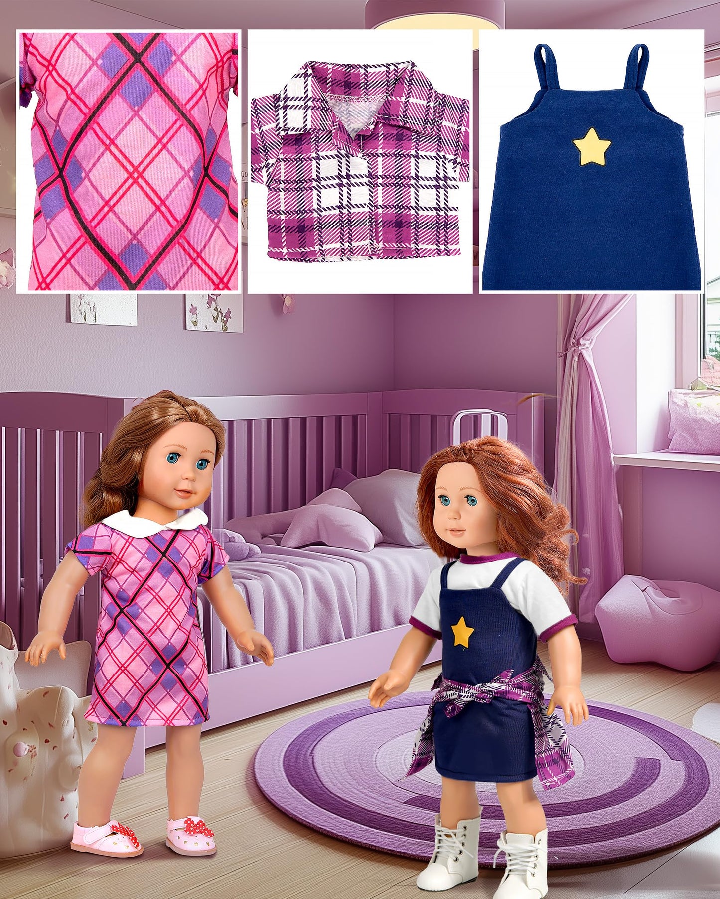 American 18-Inch Doll Clothes, 8 Sets Doll Clothing And Accessories For 18 Inch Doll, Baby Doll Dress Up Toys For Girls Kids