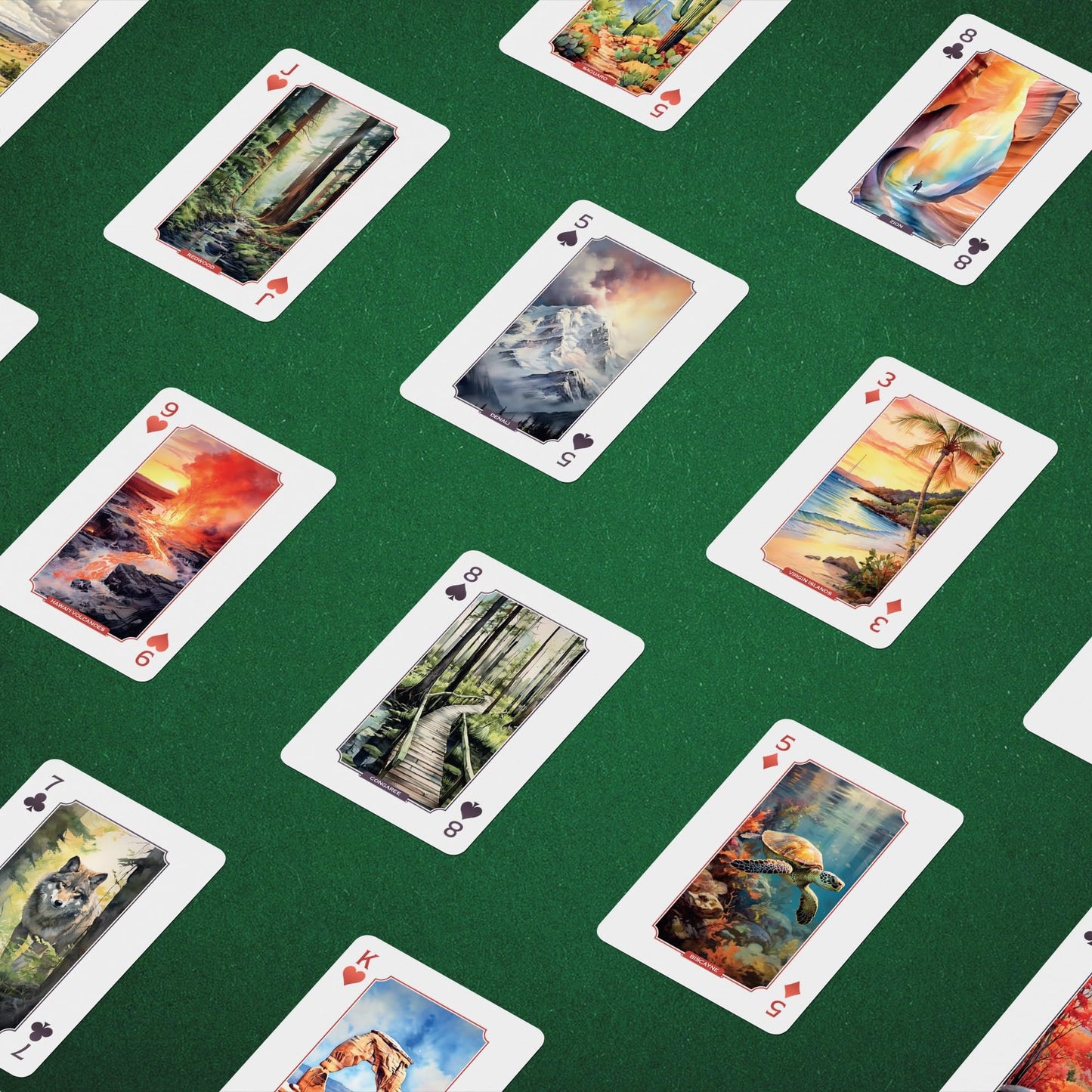 Underdog Games National Park Playing Cards | 52 Pieces Of Stunning Custom Art | Unique Park For Every Card