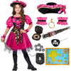 Spooktacular Creations Halloween Costumes for Girls Kids Pirate Costume Magenta Pirate Dress for Toddler Girls Halloween Pirate Princess Role Play Parties(Medium(8-10 yrs))