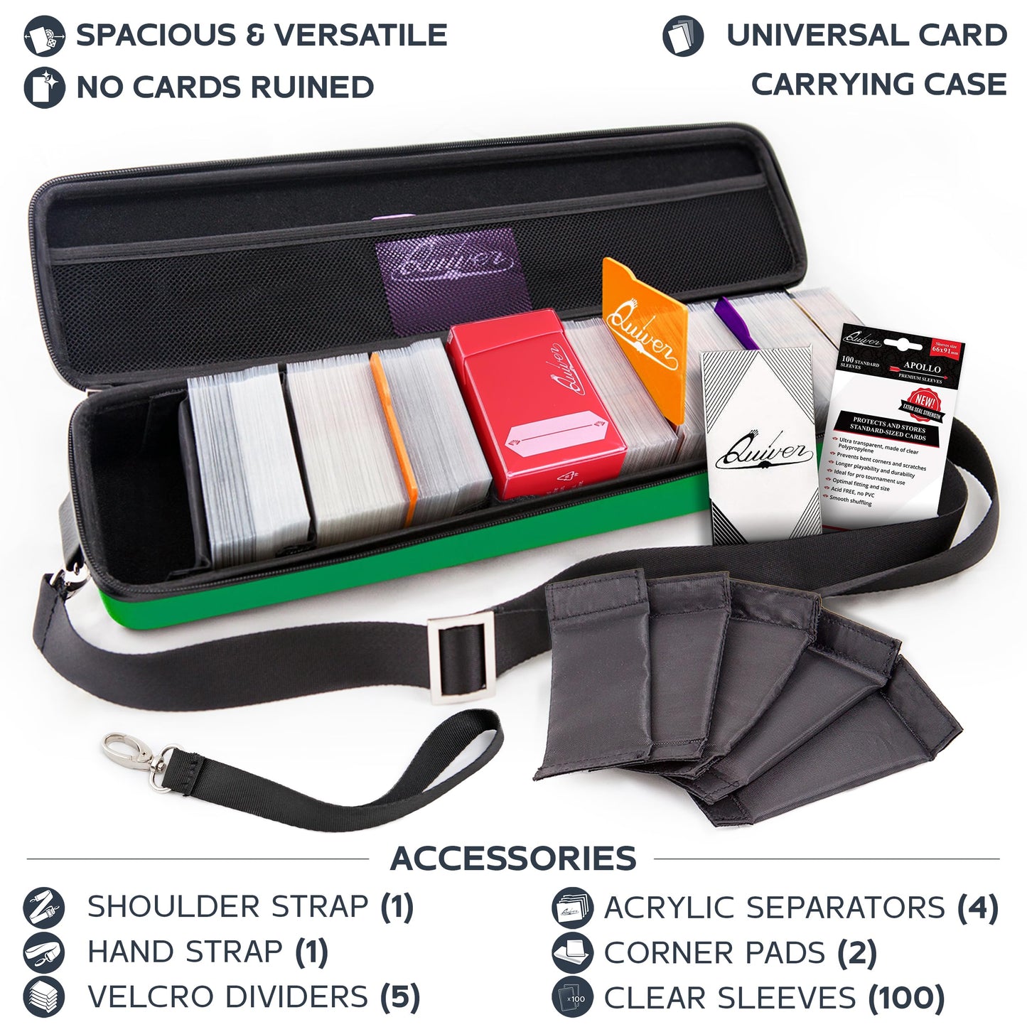 Quiver Time 'S Green Card Case, Perfect For Mtg Deck, Premium Storage Box, For Trading Cards, And Playing Card Storage, Ideal For Carrying Magic The Gathering And Game Tcg Enthusiasts Recommended
