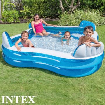 Intex 56475Ep Swim Center Family Lounge Inflatable Pool, 90'' X 90'' X 26'', For Ages 3+