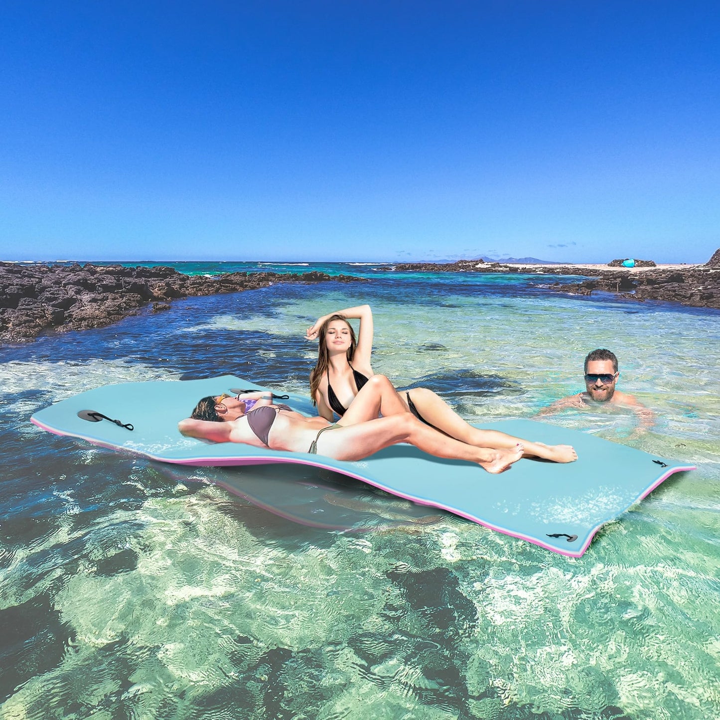 Homcom 10' X 5' Floating Mat, 3-Layer Lily Pad Swimming Pool Floating Water Mat, Thick And Durable Water Activities Mat For Lake, Oceans