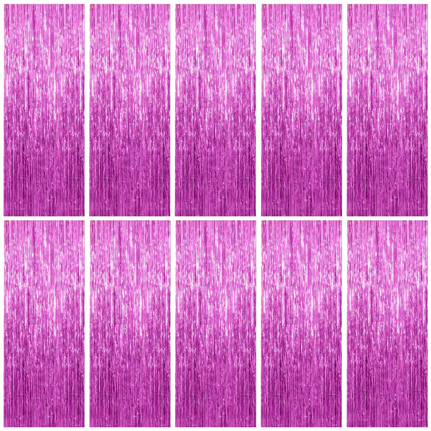 10 Pack Foil Curtain Backdrop Metallic Tinsel Foil Fringe Curtains Photo Booth Props for Birthday Wedding Engagement Baby Shower