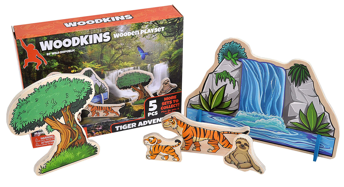Wild Republic, Woodkins Rainforest Wooden Playset, Gift For Kids, Great For Innovative Play, Eco Friendly, Five Piece Boxed Set