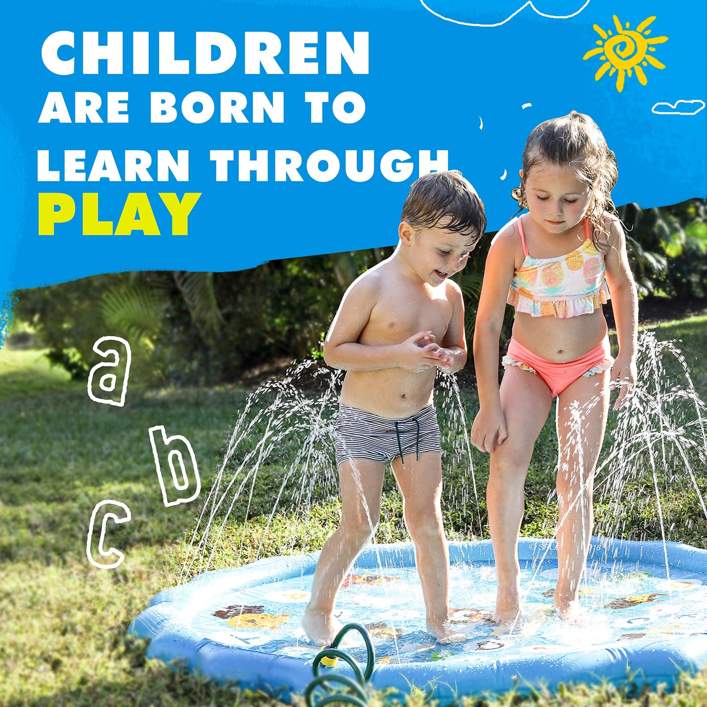 Splashez 3-In-1 Splash Pad, Sprinkler For Kids And Baby Pool For Learning – Children’S Sprinkler Pool, 60’’ Inflatable Water Summer Toys – “Around The World” Outdoor Play Mat For Babies & Toddlers