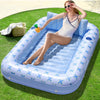 SLOOSH Inflatable Tanning Pool Lounger Float 70 x 46 Pool Floats mature-themed with Pillow 4 in 1 Suntan Tub Raft Floatie Sunbathing Bed Lounge for Water Blow Up Ball Pit Party Gifts Blue Breezestar
