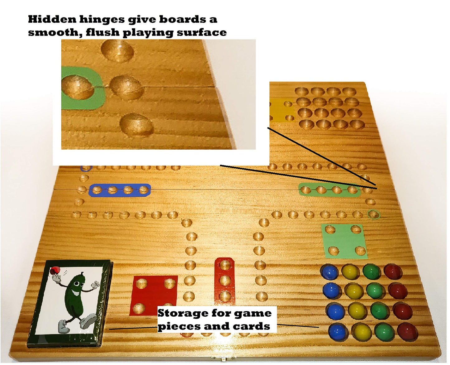 Pickle Sports Folding Portable Travel Marble Wood Board Game - Multicolor