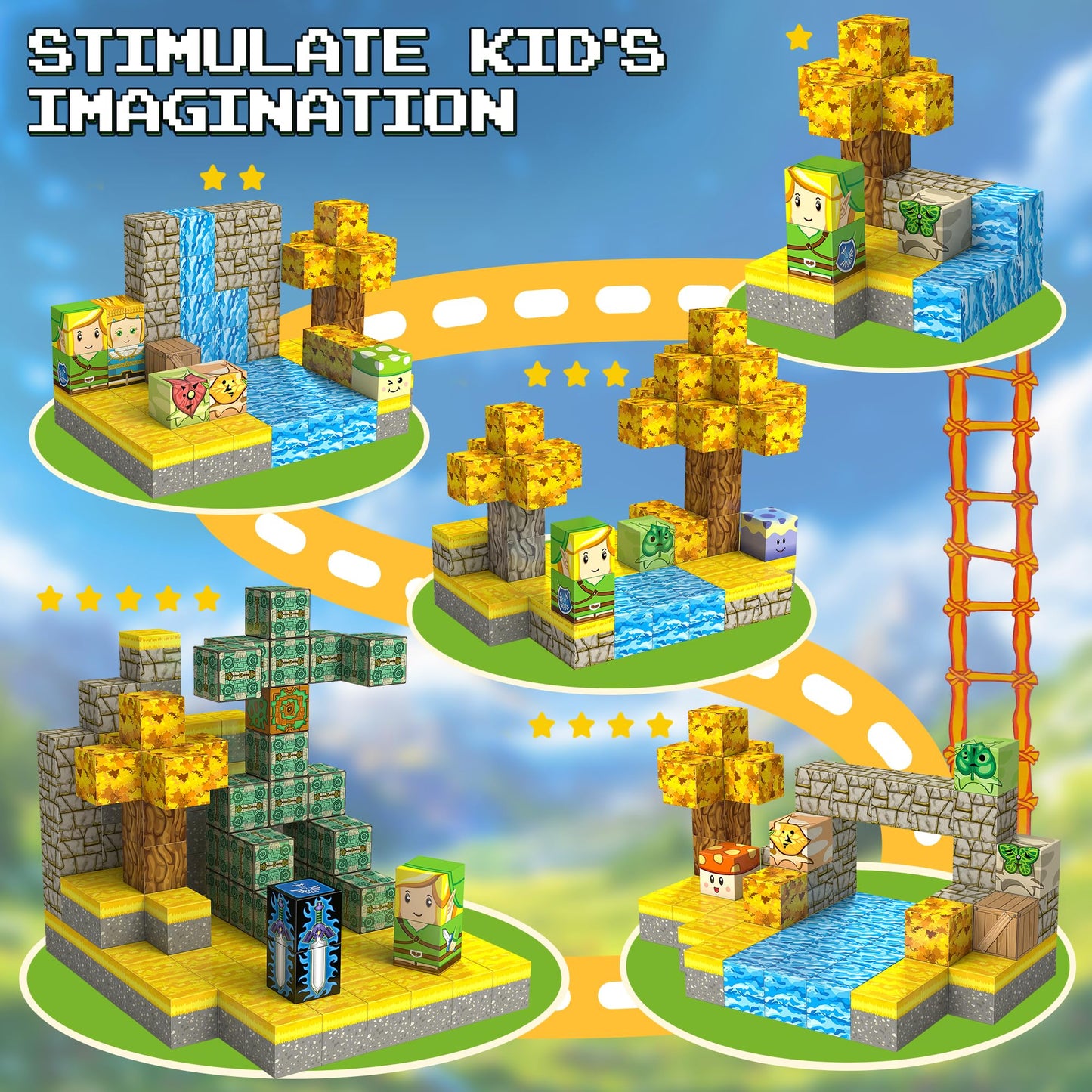 Magnetic Building Blocks For Botw Fans, Koroks Magnet Cubes Blocks For Kids 5-7, Stem Building Game Sensory Outdoor Toys Christm