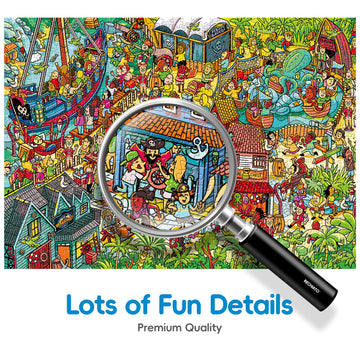 Jigsaw Puzzles For Adults, 1000 Pieces Pirate Park Puzzle, Cartoon Painting Challenging Puzzles For Family Activity Game Nights Gifts Fidget Stress Relief