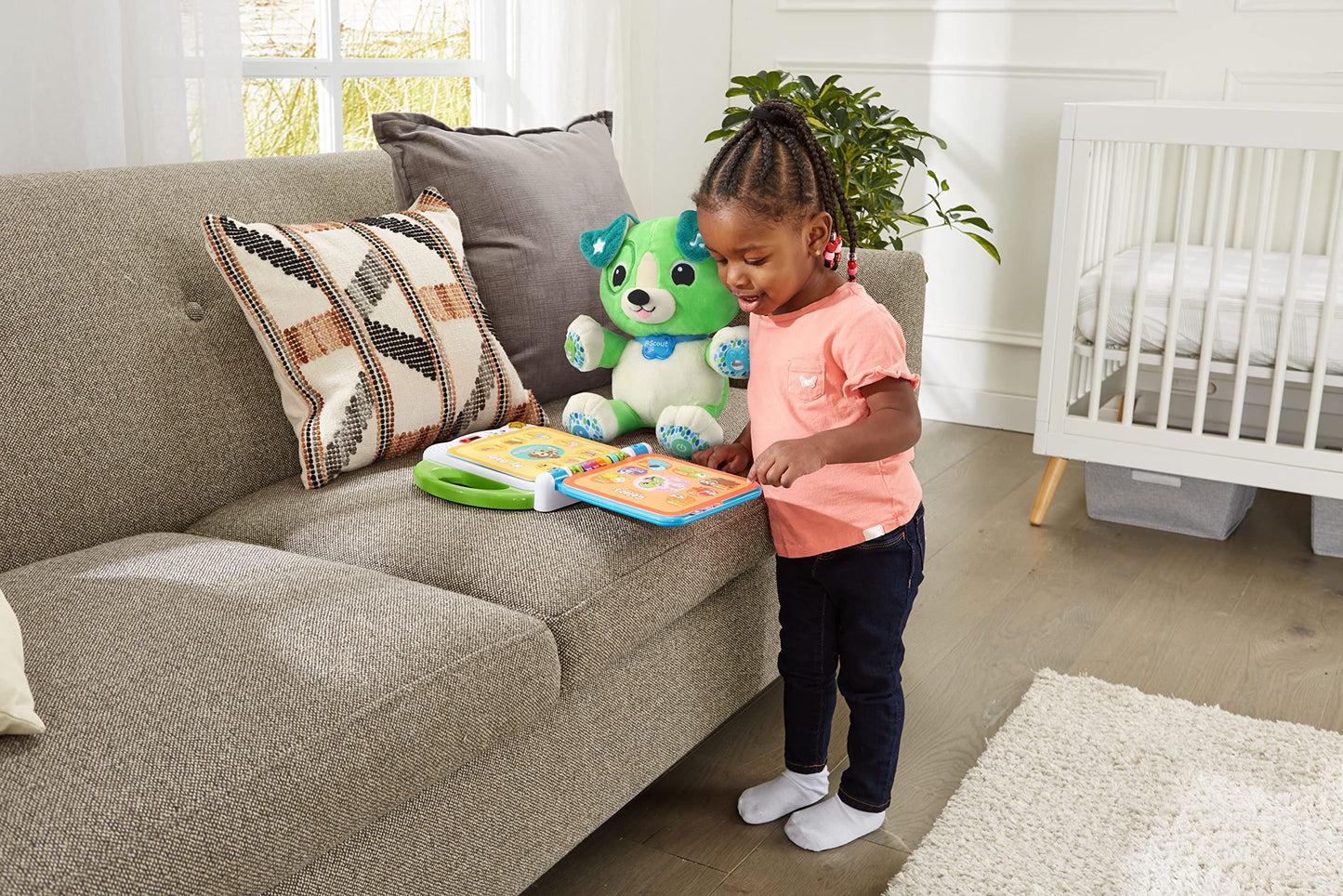 LeapFrog Pal Scout Smarty Paws | Soothing & Sensory Cuddly Toddler Toy with Lights & Music | Suitable for Ages 6-36 Months | Gre