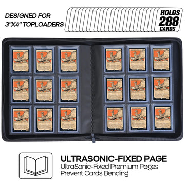 Toploader Binder Holds 360 Top Loaders - 9-Pocket Top Loader Binder for 3 x 4 Rigid Card Holders for Trading Cards or Sports Cards Model B - Classic White