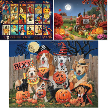 Bits And Pieces - Value Set Of (3) 300 Piece Jigsaw Puzzles For Adults - Each Puzzle Measures 18' X 24' - 300 Pc Large Piece Halloween Jigsaws By Artist Various Artists