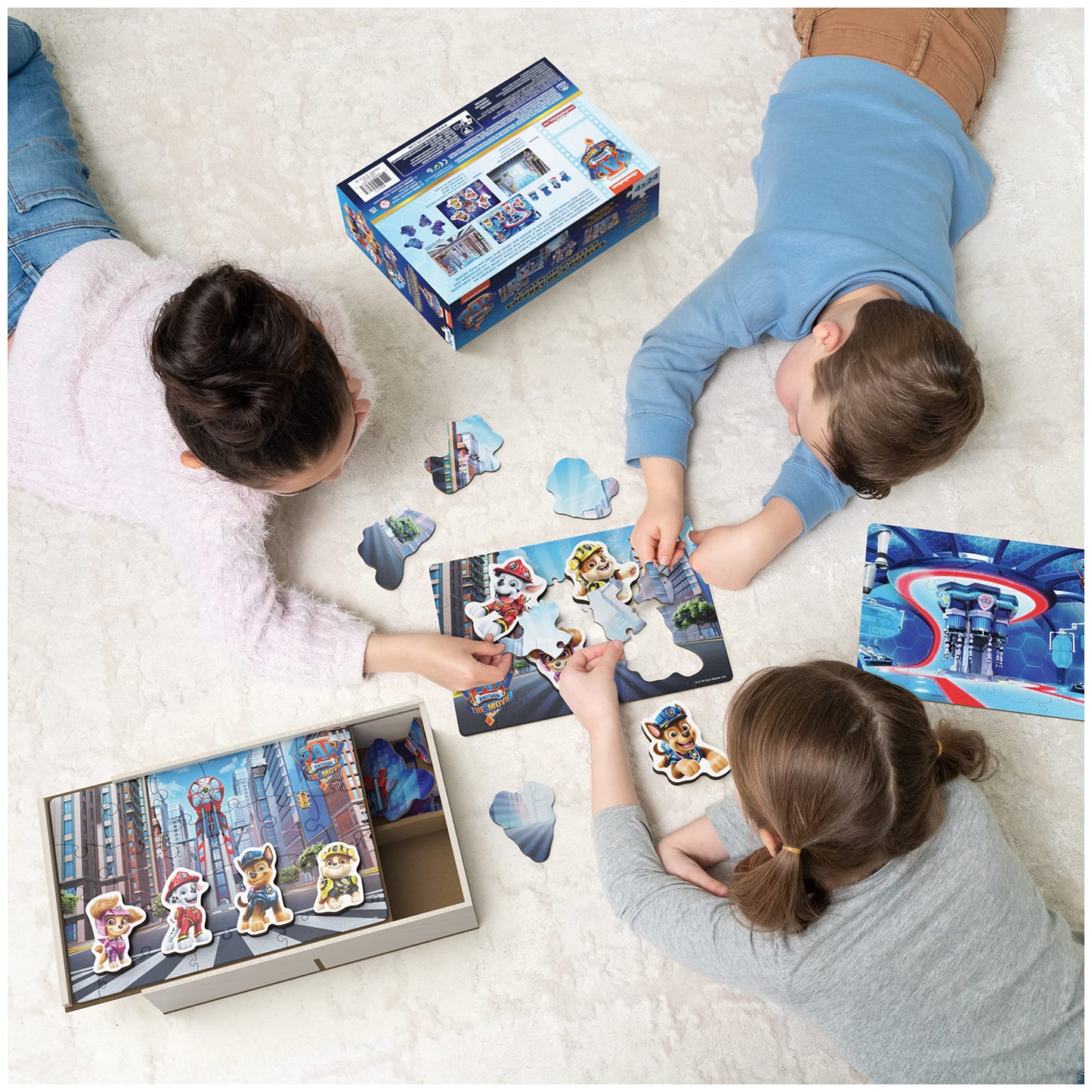 Paw Patrol: The Movie 4 Pack Of Wooden Puzzles For Kids 24-Piece Jigsaw Puzzles With Interchangeable Characters For Preschoolers